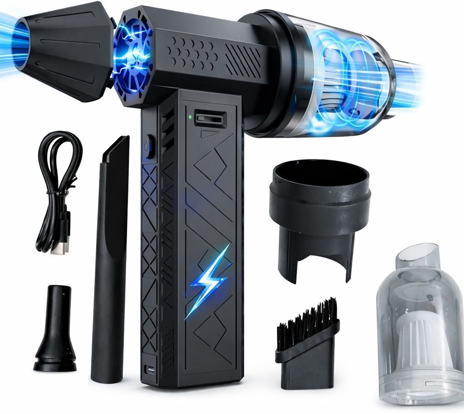 Image of JUNJULA Portable Electric Air Duster & Vacuum Cleaner | 18000 RPM Brushless Motor Portable Electric Air Duster & Vacuum Cleaner | 180000 RPM Brushless Motor Vehicle Interior Cleaner