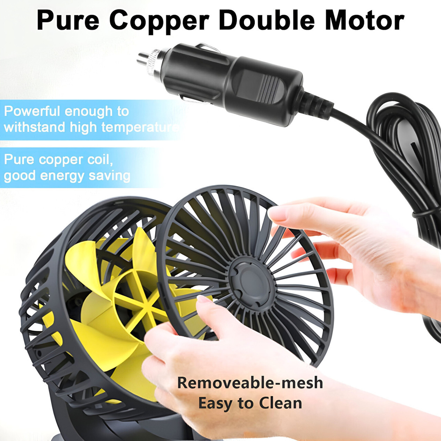 Image of Genipap High Speed Moveable head Car Cooling Fan 12V With 360 Degree -AX2833 Car Interior Fan
