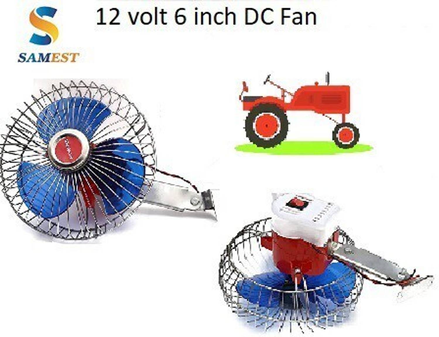 Ajeetech 6 inches 12 Volt DC Oscillating Automotive Desk Fan 073 Powerful Car Interior Fan