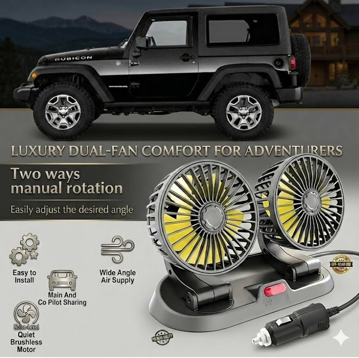 Ascension High Speed Moveable head Car Cooling Fan 12V With 360 Degree -AA2993 Car Interior Fan
