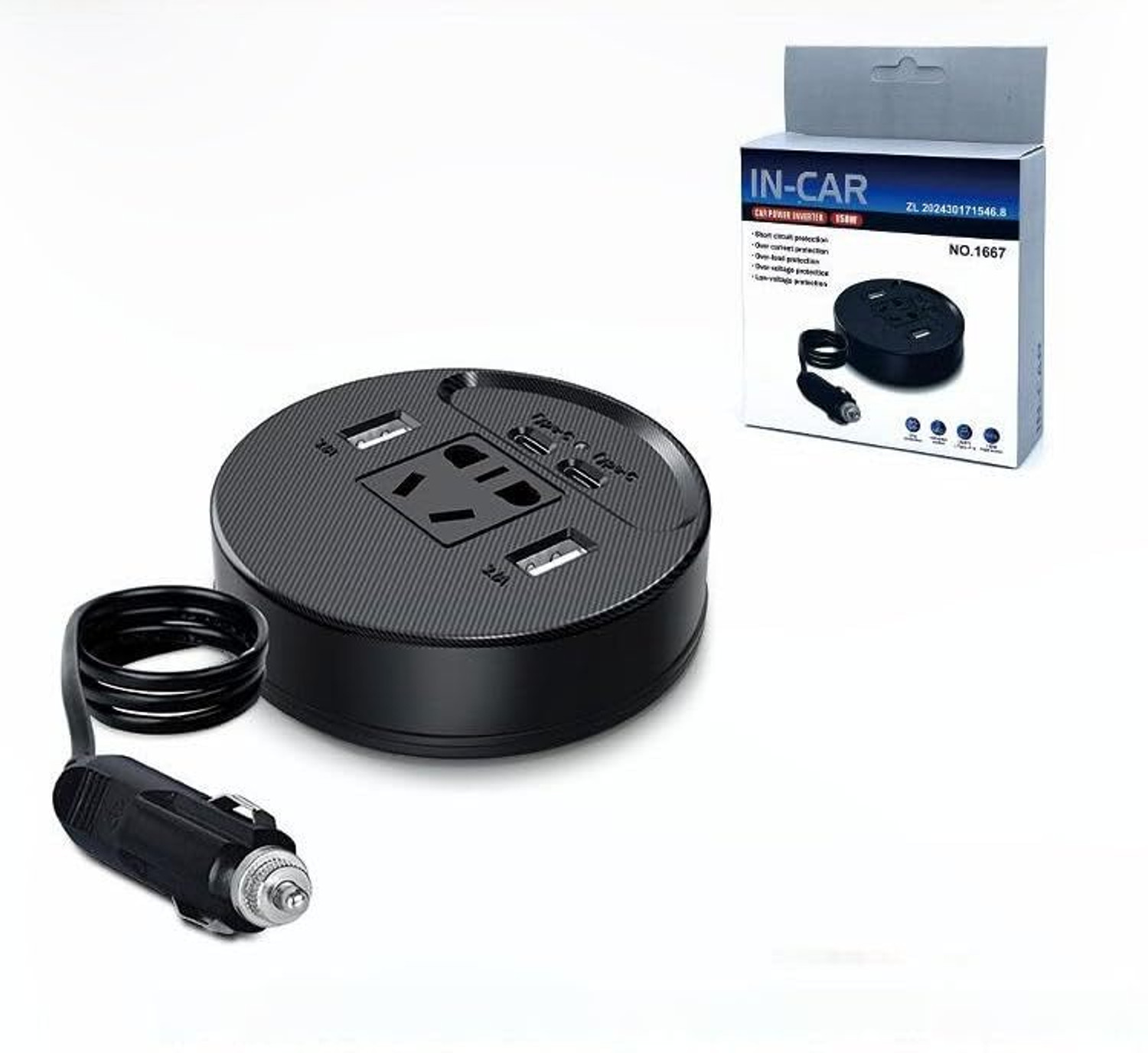 Image of varnirajimportexport Portable Car Power Inverter DC 12V /24V to AC 220V - Dual USB 3.1A Type-C Car Inverter