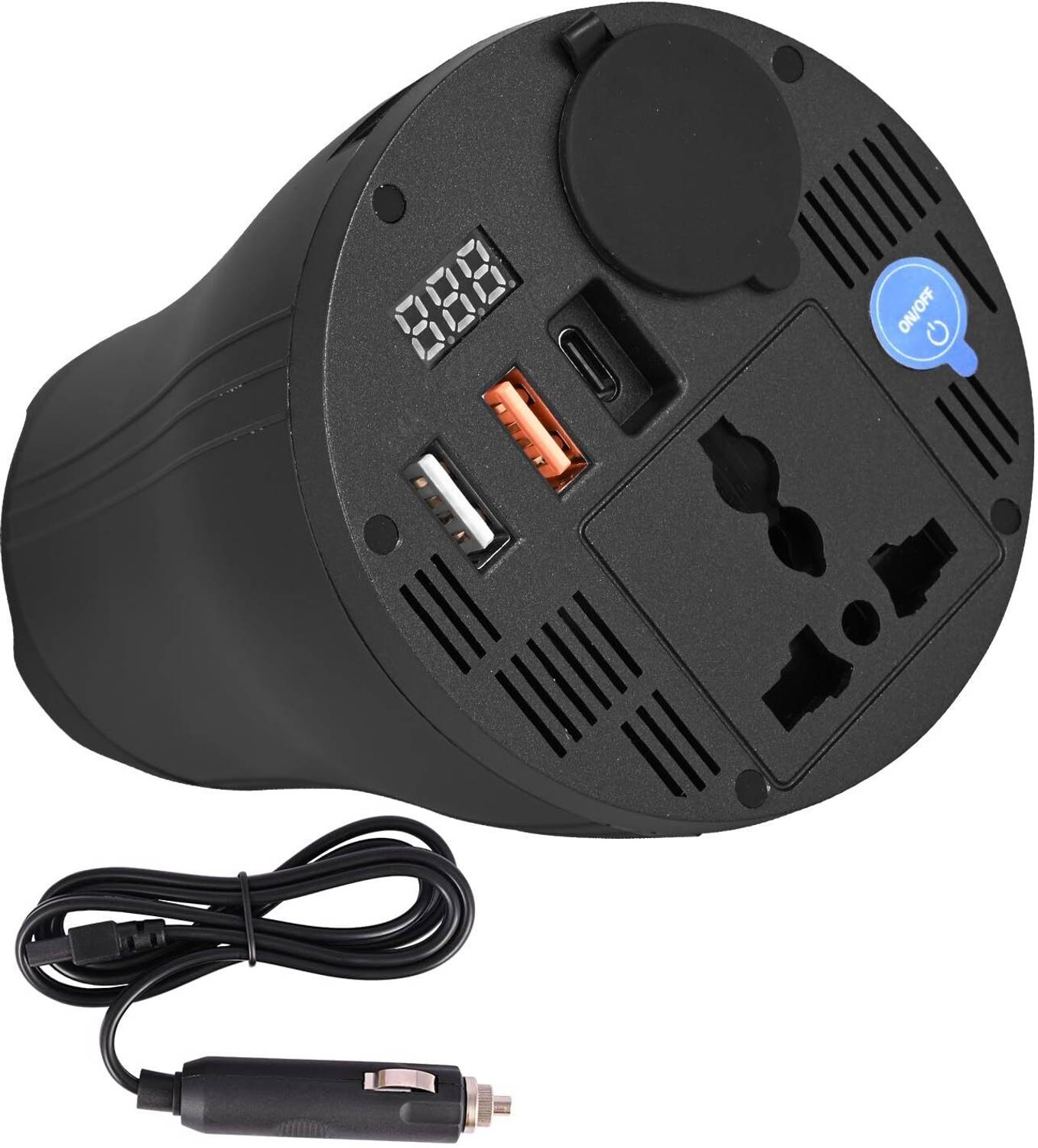 ALLEXTREME 160W Car Power Inverter Lighter Socket QC3.0 5V 2.4A USB Port 150W Outlet LED Car Inverter