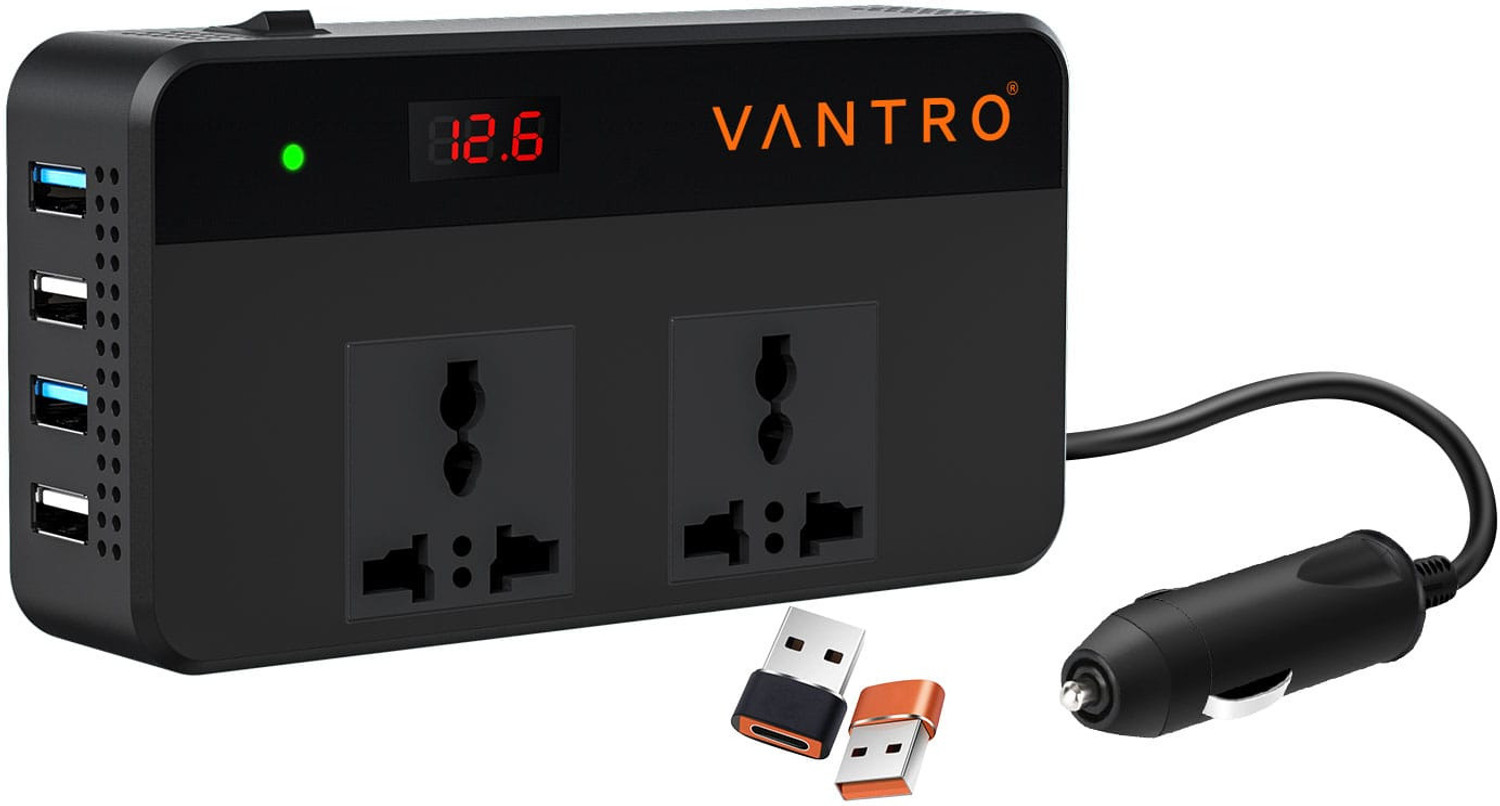 Image of Vantro Car Power 200W (400W Peak) with 2 AC Ports & 4 USB Ports Car Inverter