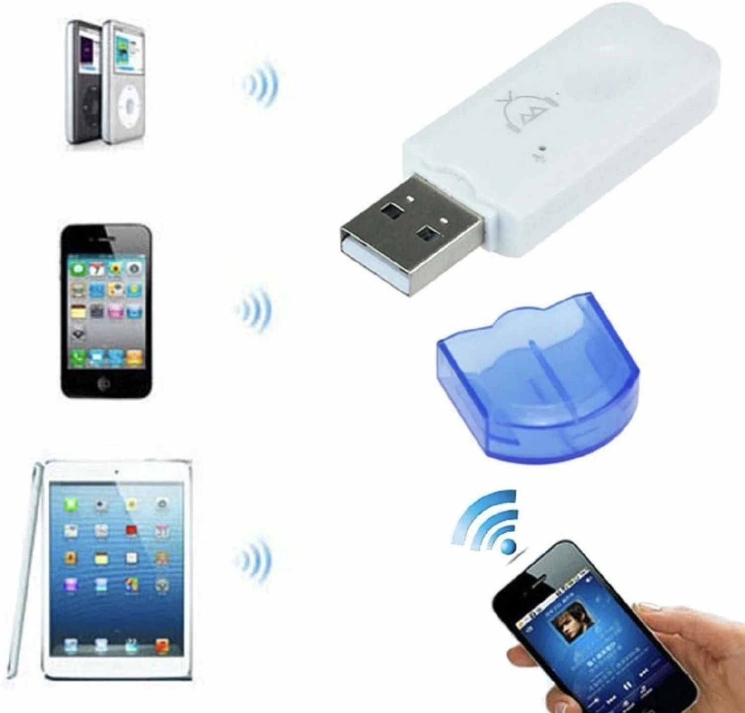 Image of FIRSTPOINT v2.0+EDR Car Bluetooth Device with 3.5mm Connector, Adapter Dongle, Audio Receiver, FM Player, FM Transmitter, Transmitter