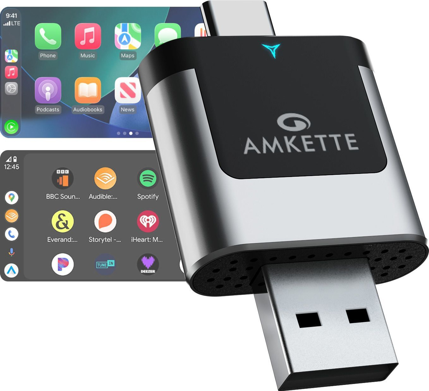 Image of AMKETTE v5.0 Car Bluetooth Device with Adapter Dongle, Audio Receiver