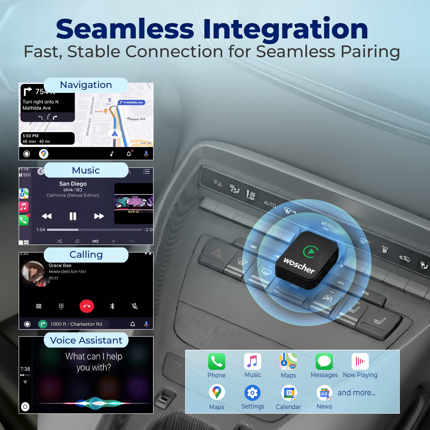 Image of Woscher v5.0 Car Bluetooth Device with Audio Receiver