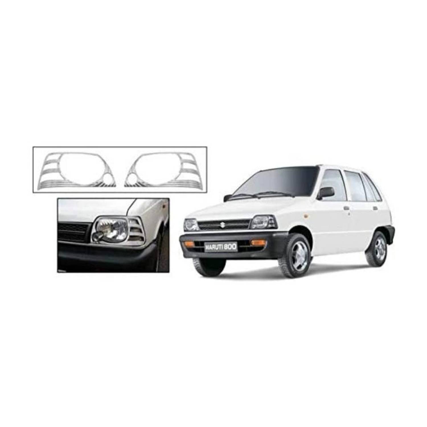 Autxin Head Light / head Lamp Chrome cover Suitable With CAR 800 set of 2pc Chrome Maruti 1 Series Side Garnish