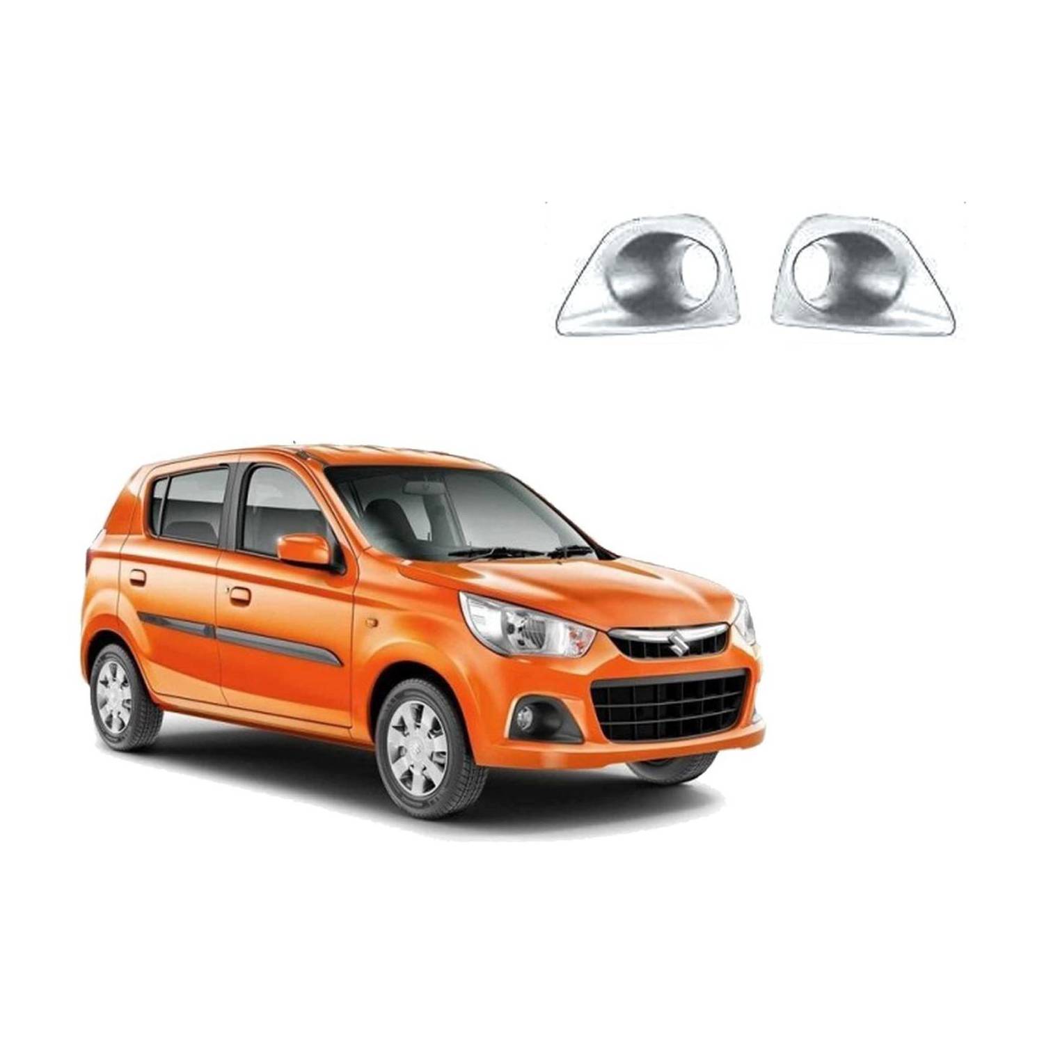 Bubu Car silver Plated chrome fog light frame cover for Maruti Suzuki (2015-19) Chrome Maruti Alto K10 Front Garnish