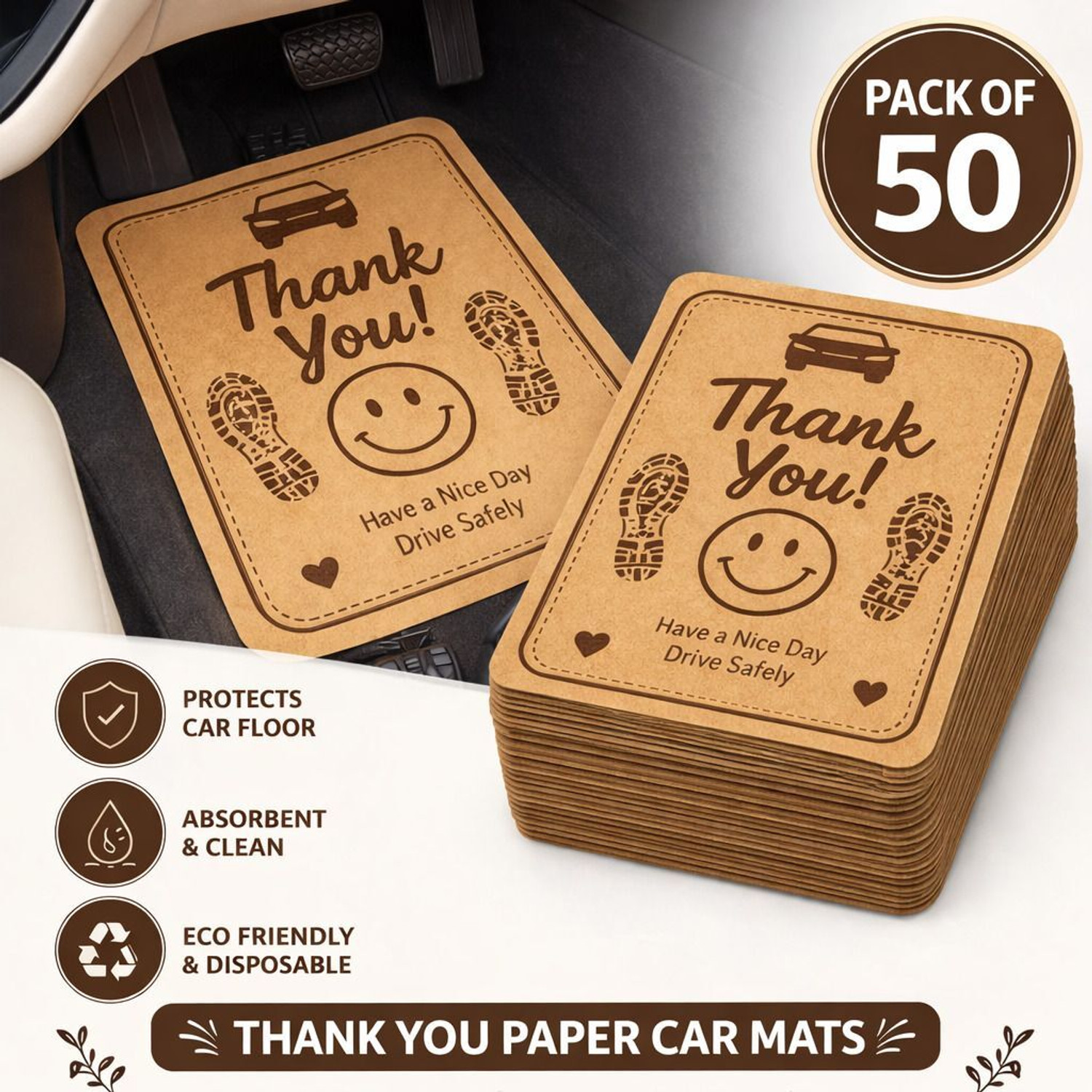 Image of JEKO Paper Disposable Paper Mat For Universal For Car