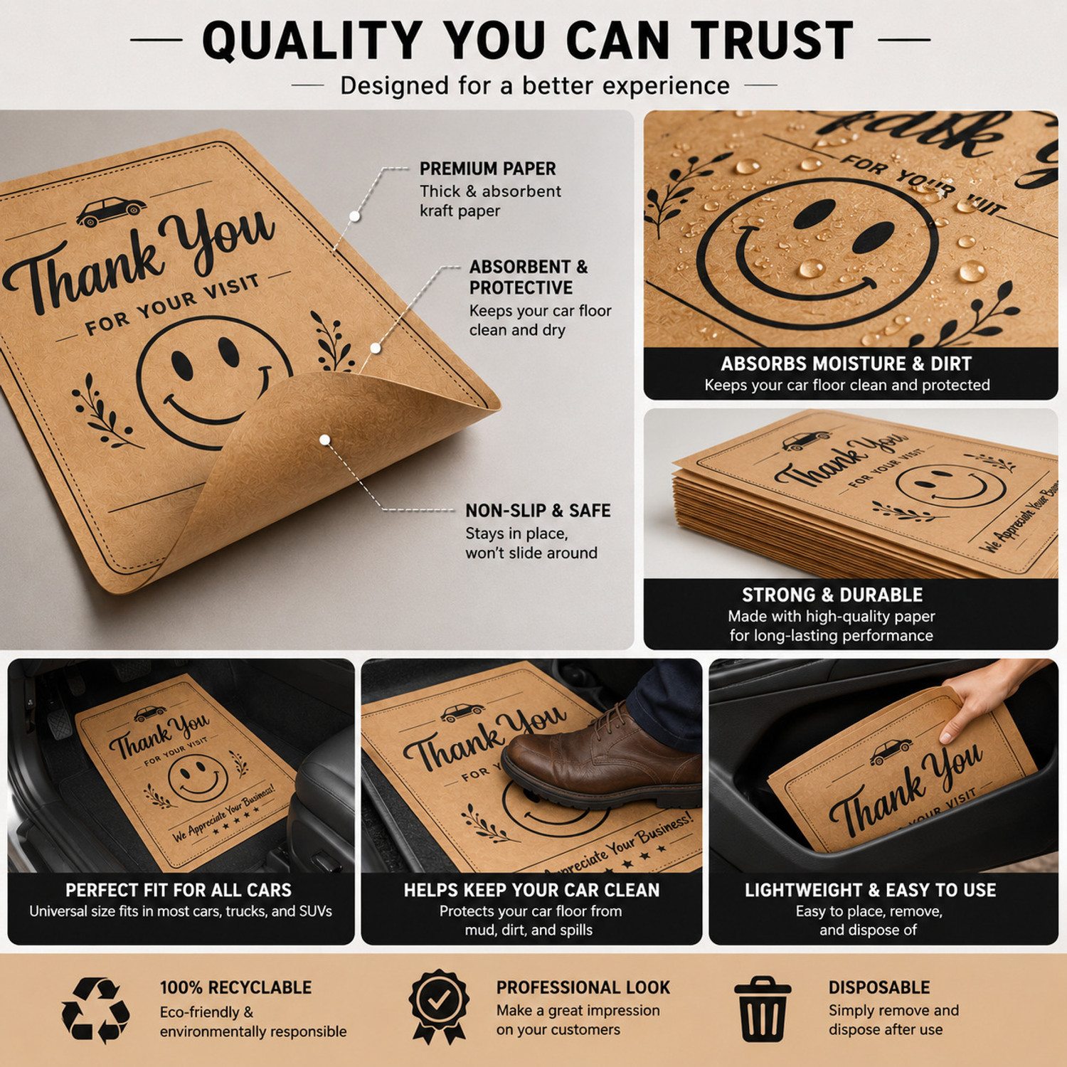 Image of HOMNIX Paper Disposable Paper Mat For Universal For Car