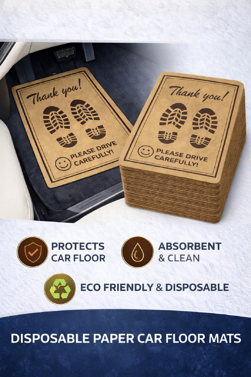 Image of JEKO Paper Disposable Paper Mat For Universal For Car