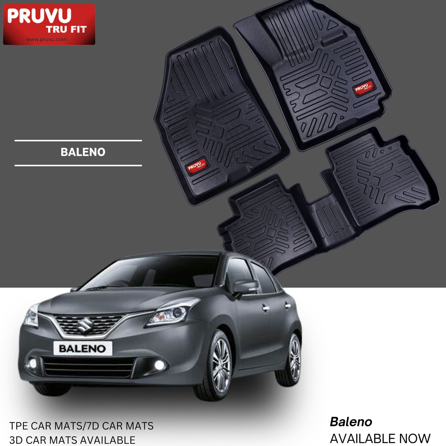 Image of pruvu Plastic, Rubber 3D Mat For Maruti Suzuki Baleno