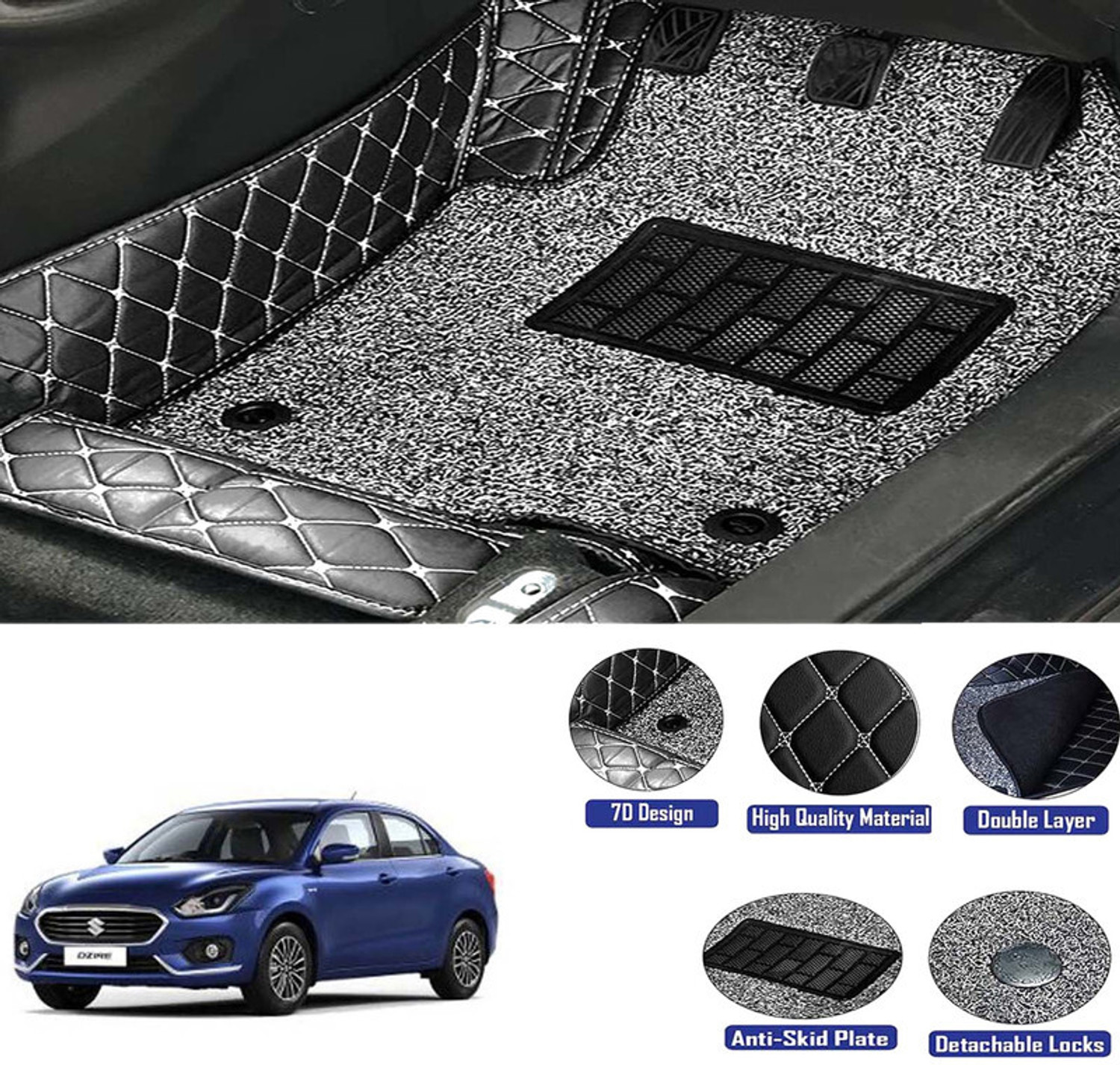 Image of Woltra Leather 7D Mat For Maruti Suzuki Swift Dzire