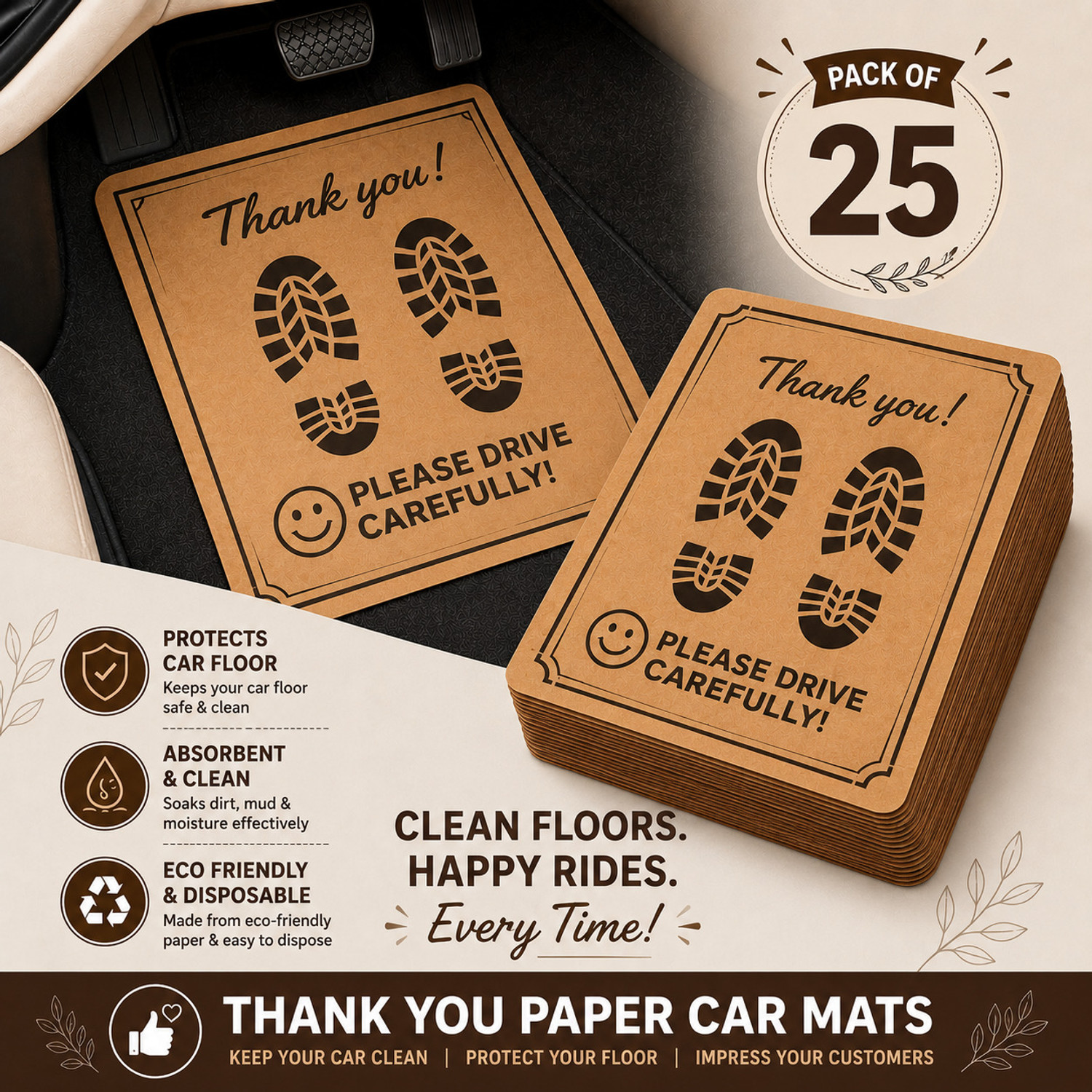 Image of JEKO Paper Disposable Paper Mat For Universal For Car