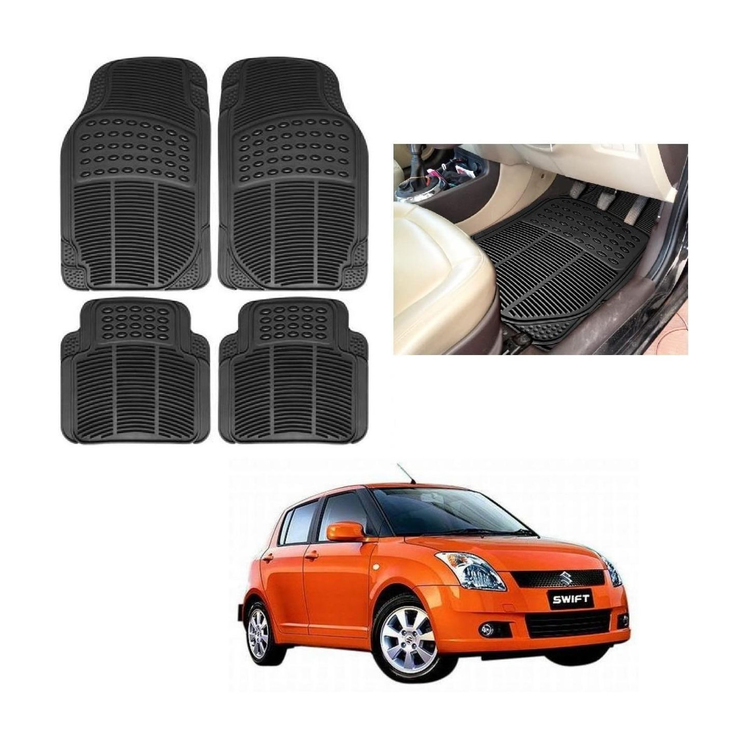 Image of ROSHNEER ENTERPRISES Rubber Standard Mat For Maruti Suzuki Swift