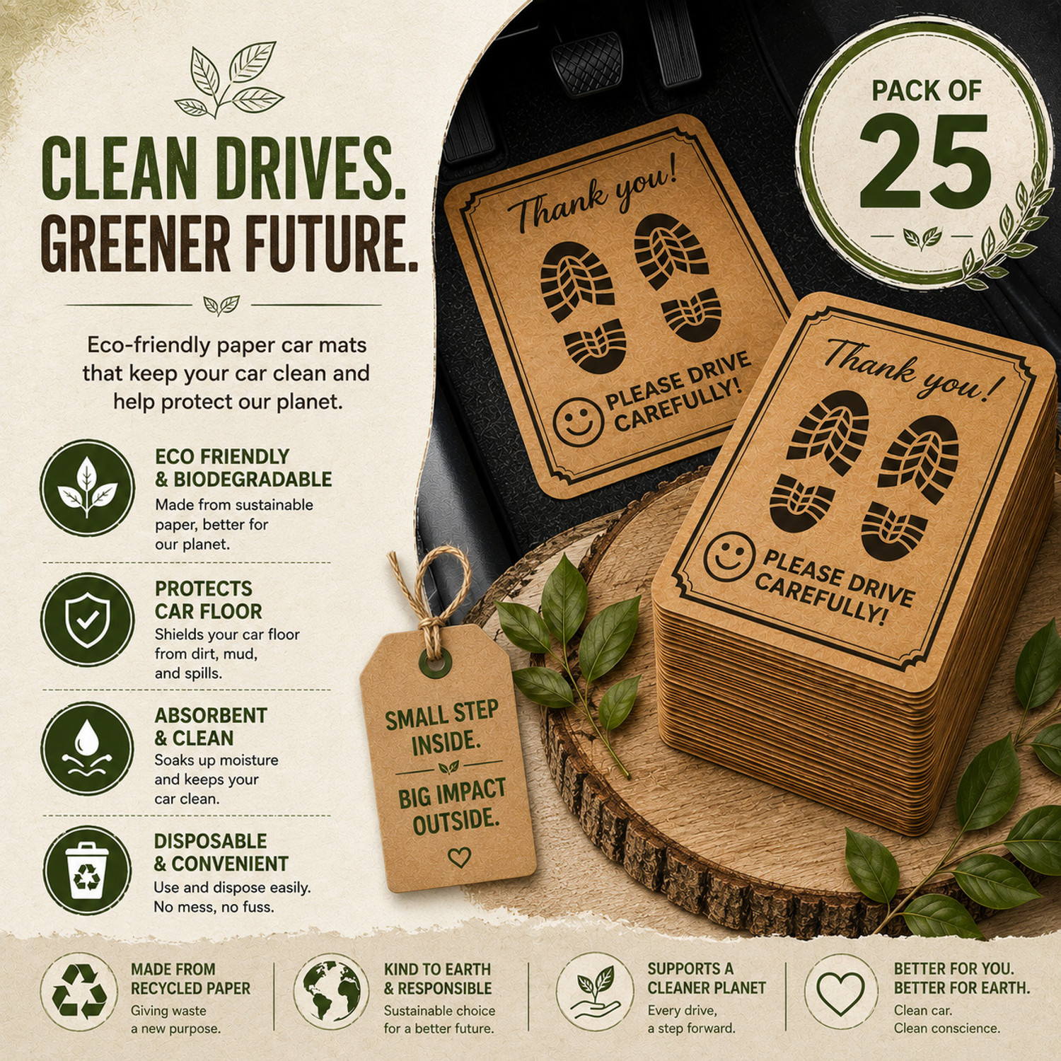 Image of HOMNIX Paper Disposable Paper Mat For Universal For Car