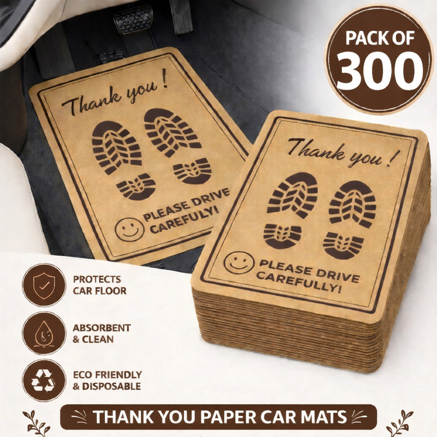 Image of JEKO Paper Disposable Paper Mat For Universal For Car