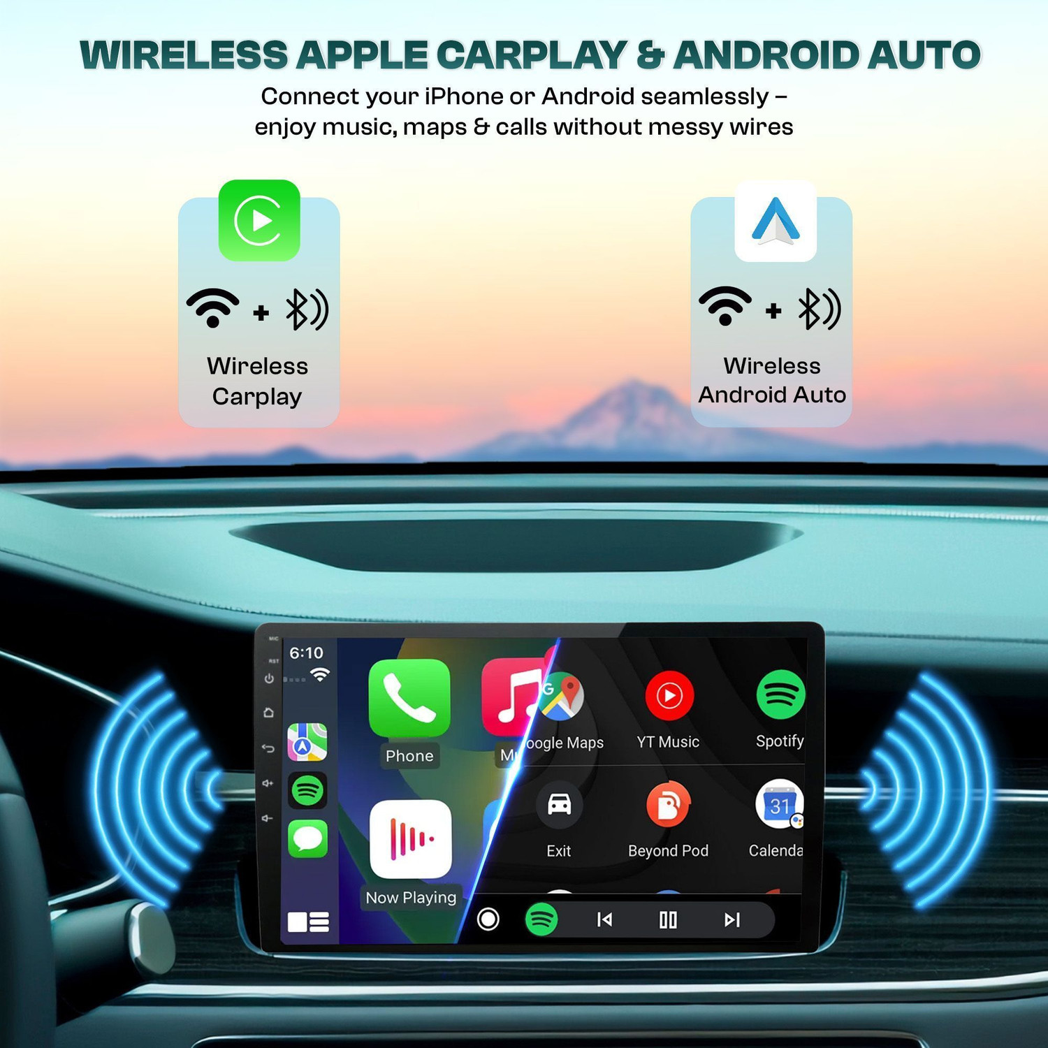 Image of BASSOHOLIC 9 Inch Android Auto /CarPlay | 4 /64GB | IPS Display for Innova | GPS, AHD Camera BS4 Car Stereo