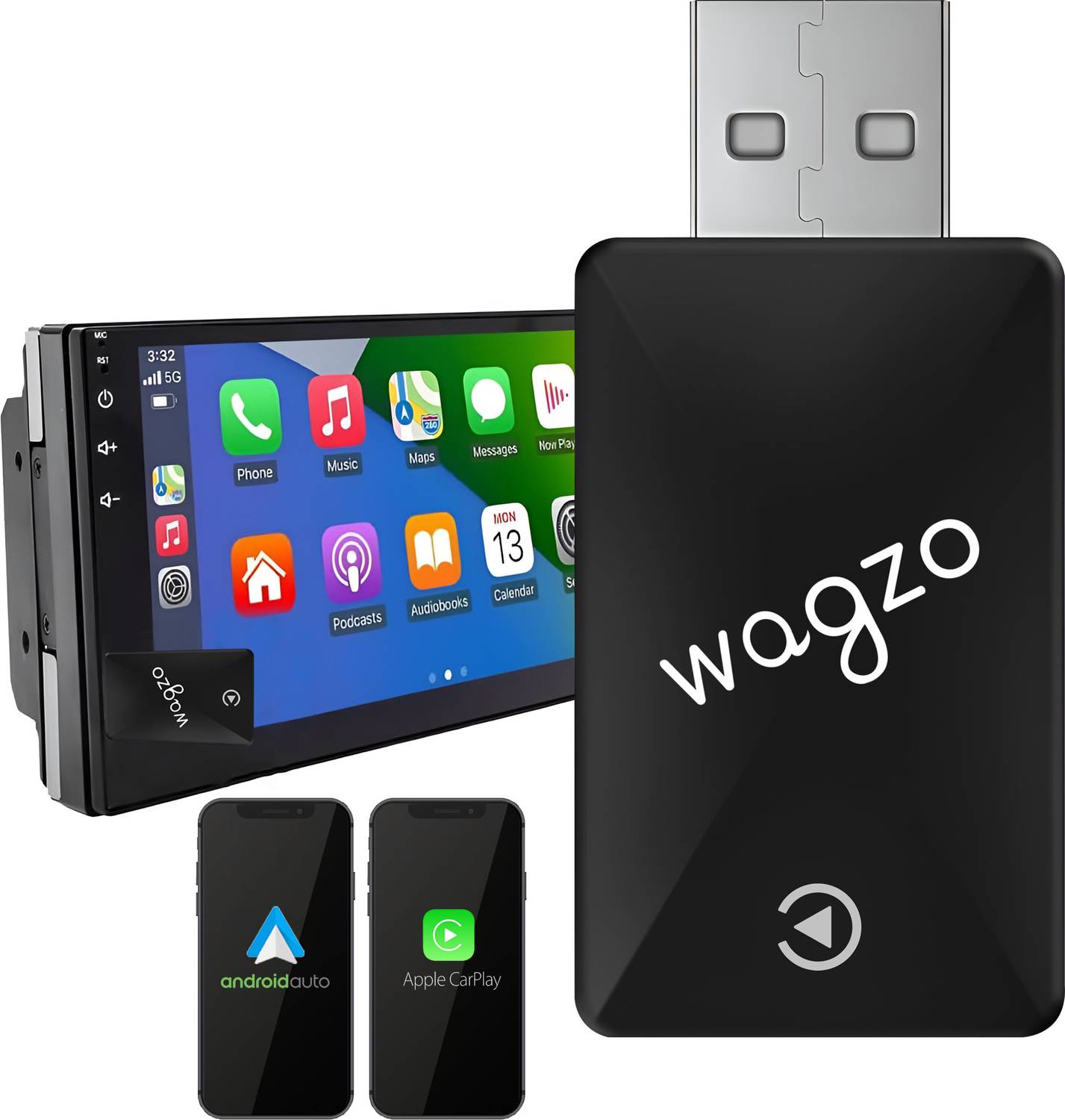 ウ*郎様 【美品】MILEL Android Car Adapter セット　ミ Wagzo Wireless CarPlay Adapter Convert Wired Carplay/Android auto