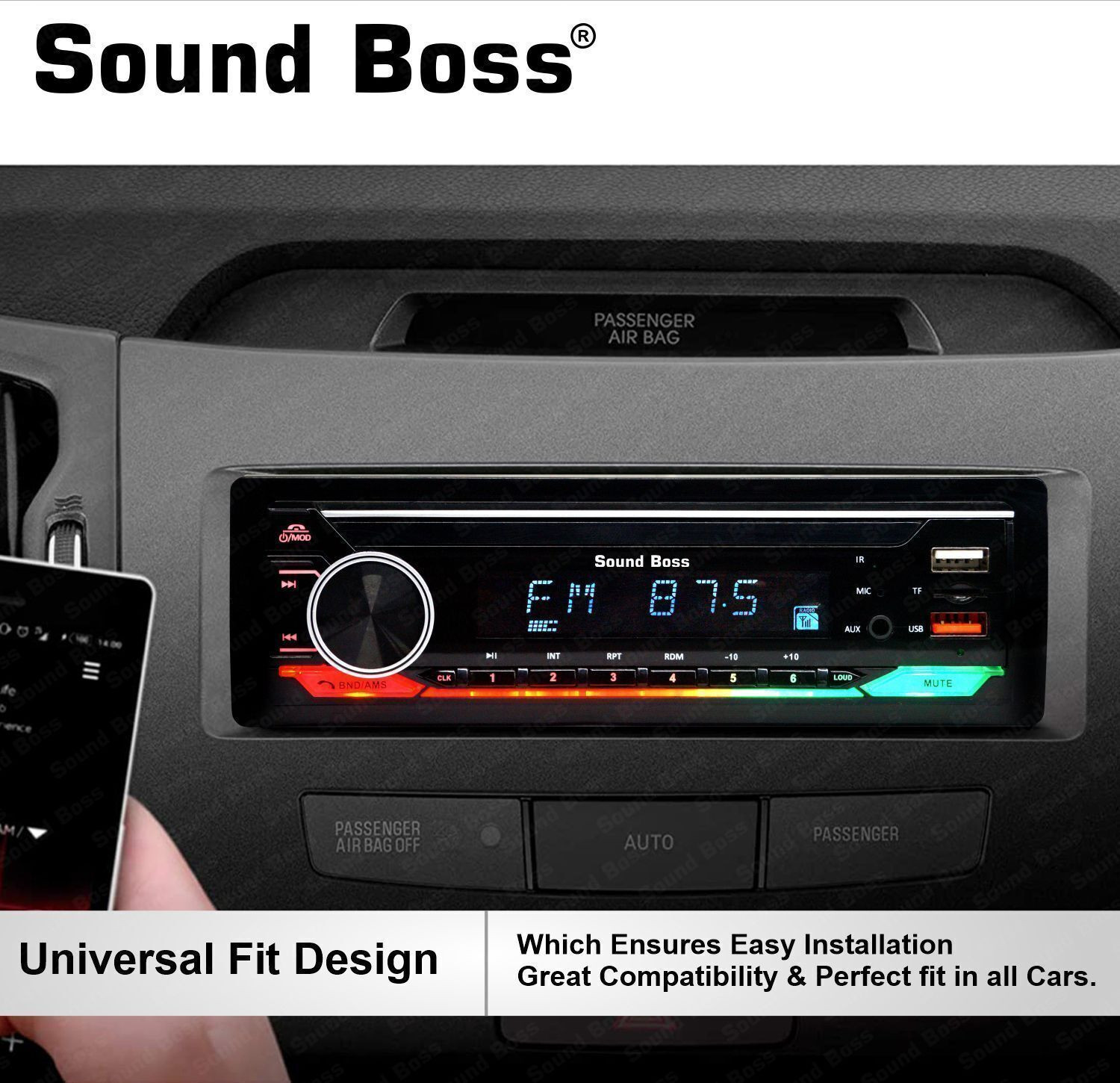 Image of Sound Boss SB-3258U Charge Pro+ DUAL USB /Bluetooth /FM /AUX /SD /UNIVERSAL Car Stereo