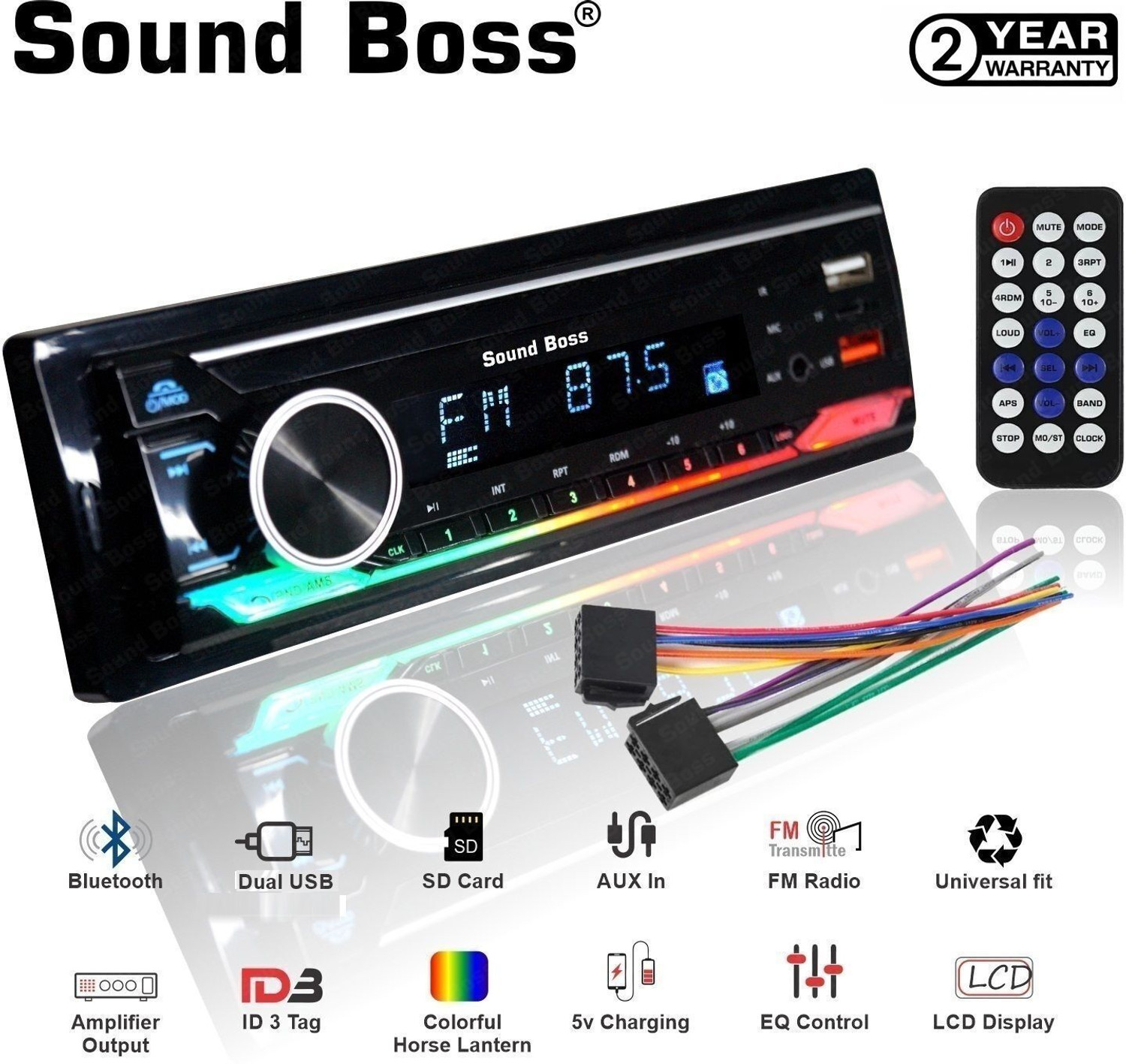 Image of Sound Boss SB-3258U Charge Pro+ DUAL USB /Bluetooth /FM /AUX /SD /UNIVERSAL Car Stereo