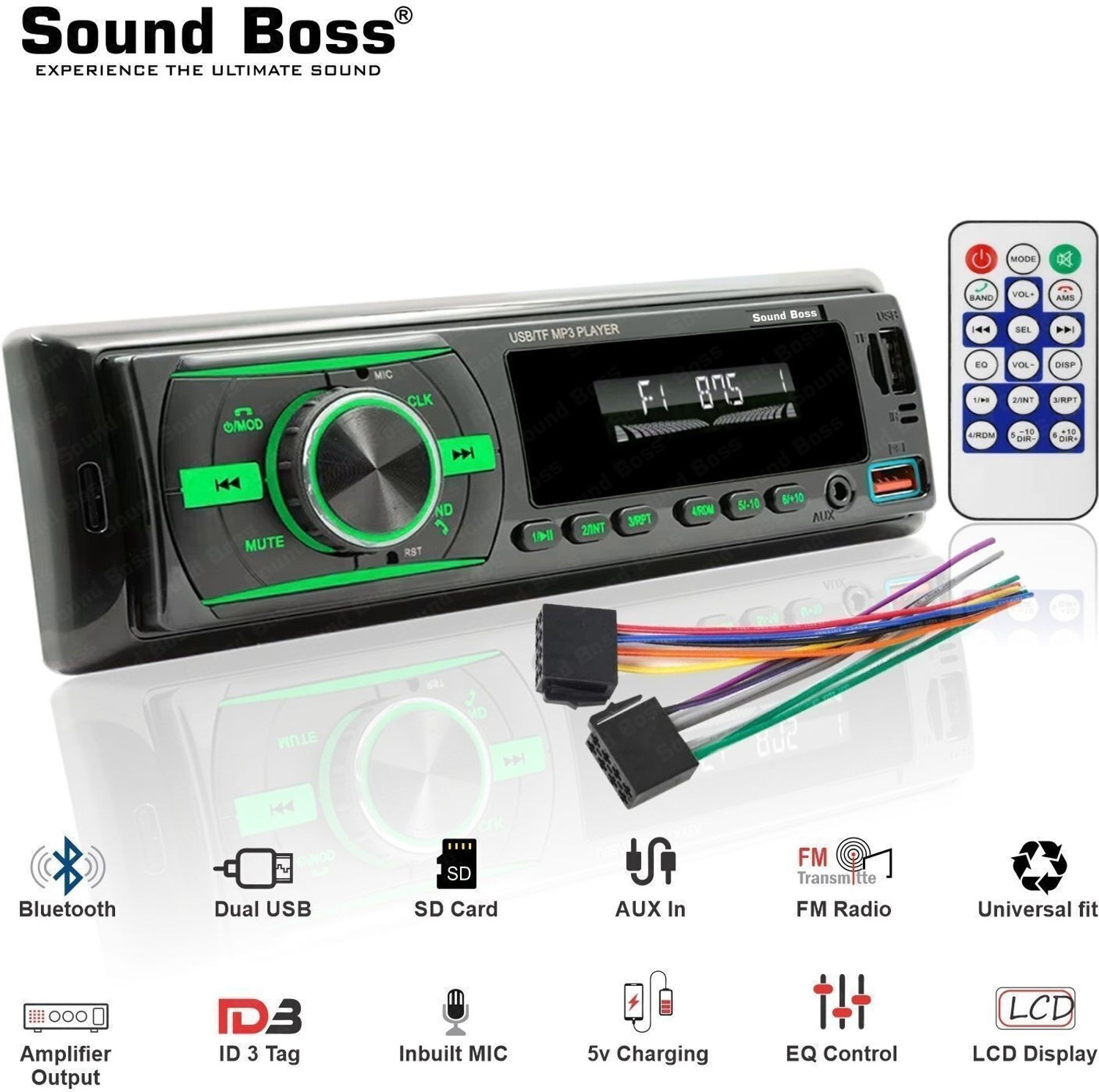 Image of Sound Boss Charge Pro+ DUAL USB Bluetooth Wireless With Phone Caller Id Receiver Universal SB-23 Car Stereo
