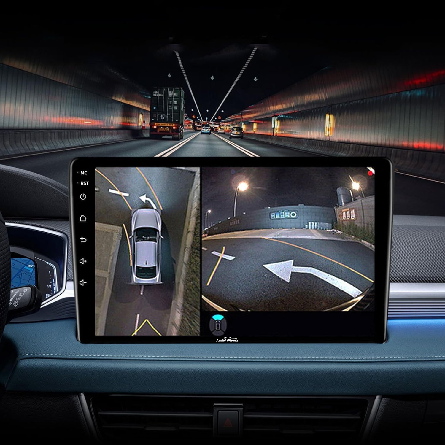 Image of Audio Wheels 9-Inch Car Android Touch Screen 2GB /32GB with Wireless CarPlay & 360 Camera Car Stereo