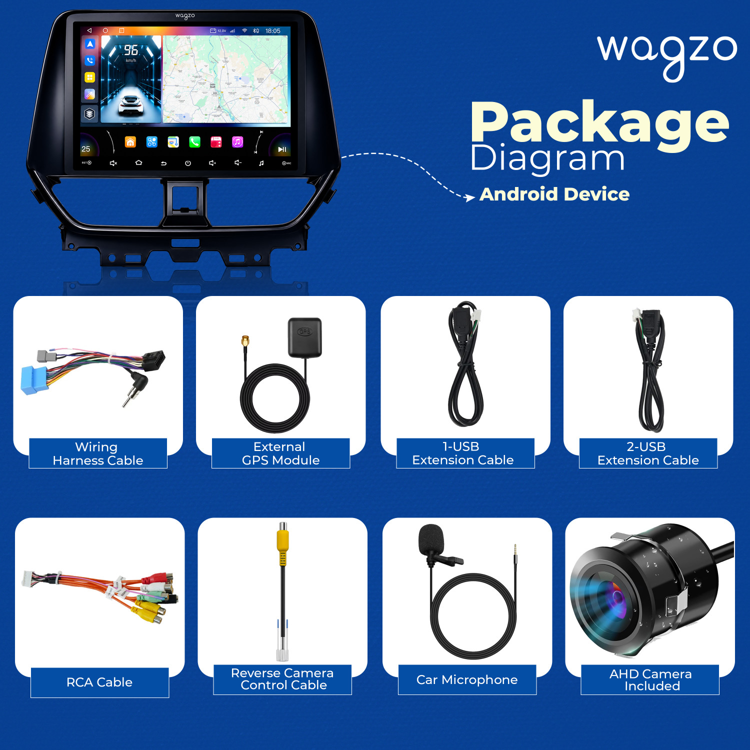 Image of Wagzo Car Android Player for Baleno /Glanza 4GB+64GB withWireless AndroidAuto & Carplay Car Stereo