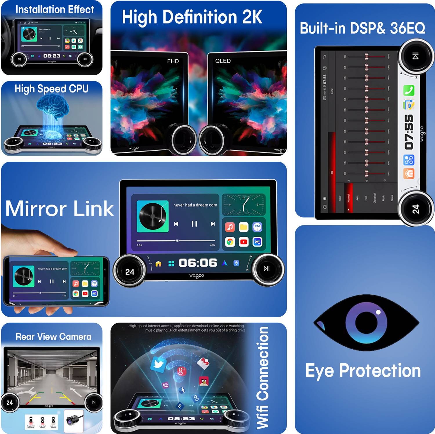 Wagzo 2K Diamond Car Stereo 10.1 Inch 4GB+64GB - Image 5