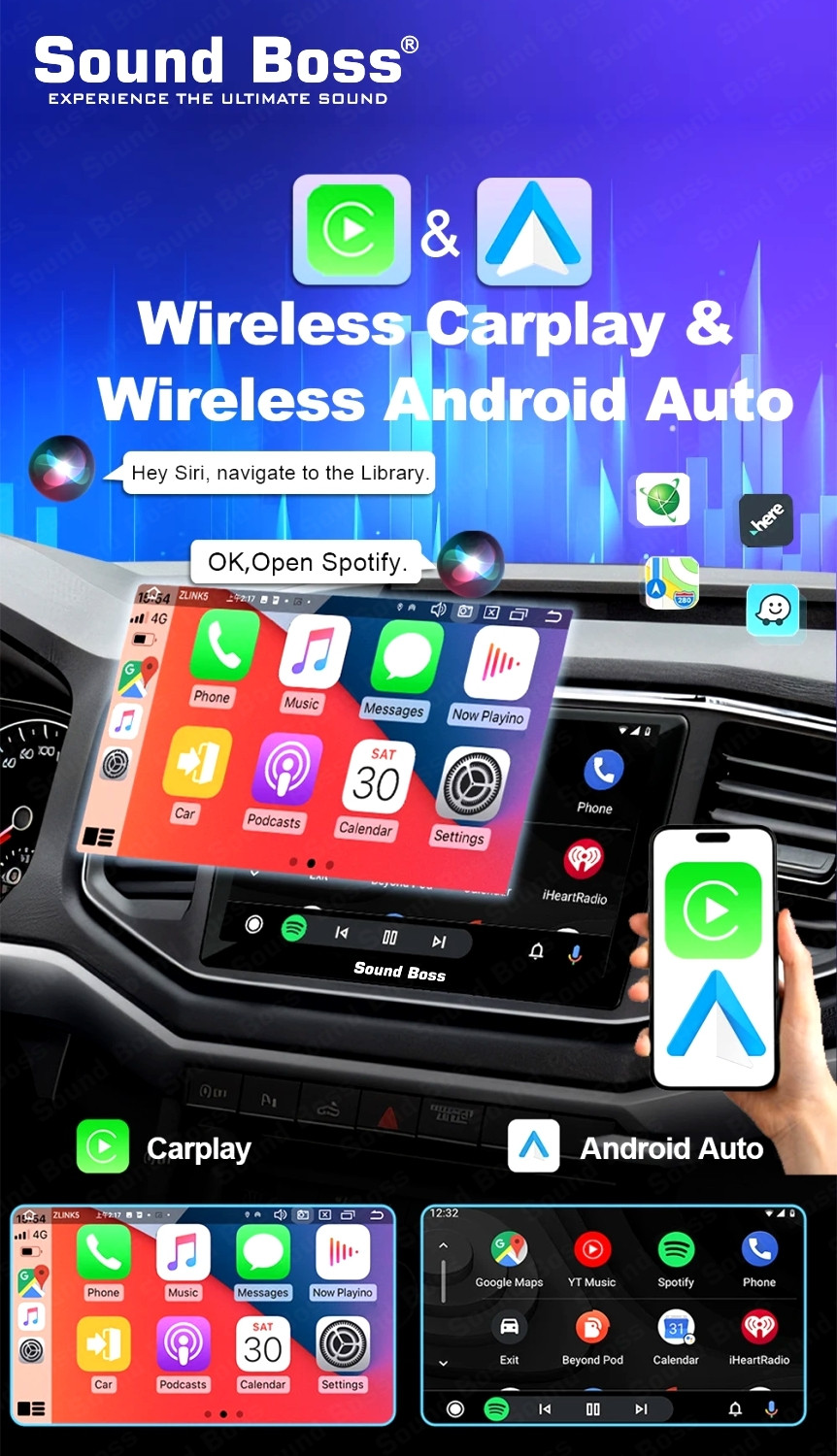 Image of Sound Boss Androidify 4th Gen 9 Inch Android (4GB /64GB) Car Stereo