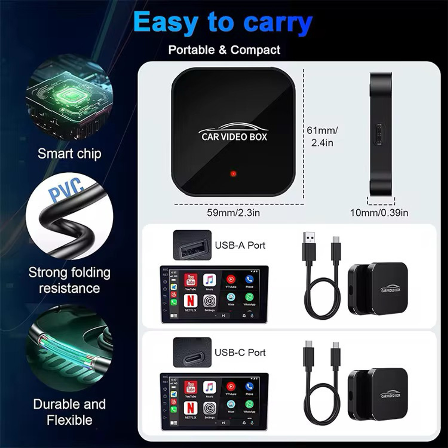Image of Ottolinkit Tbox 4+64 Wireless Andriod Auto Carplay Andriod 12 PlayStore Wifi MemoryCard Car Stereo