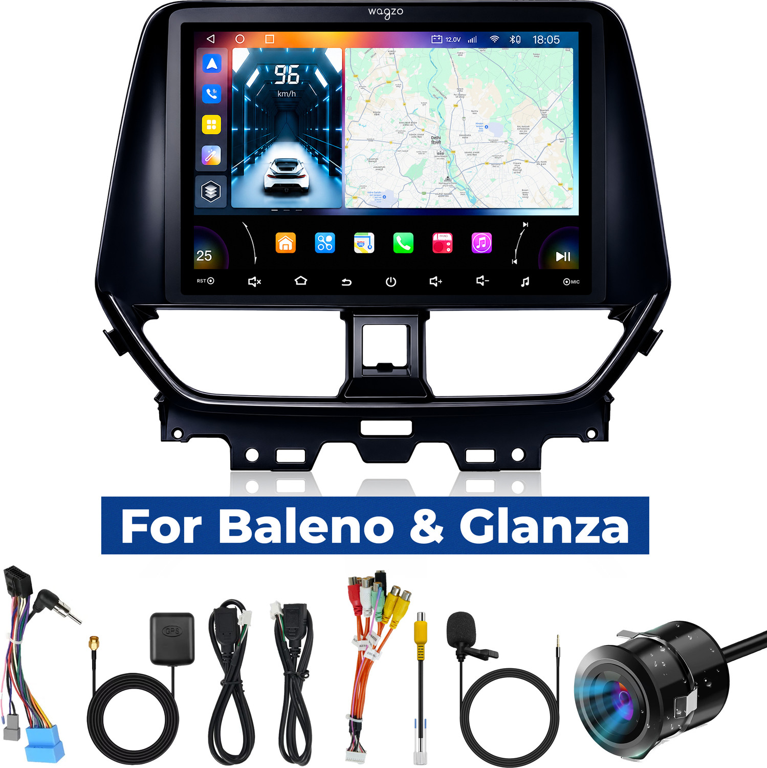 Image of Wagzo Car Android Player for Baleno /Glanza 4GB+64GB withWireless AndroidAuto & Carplay Car Stereo