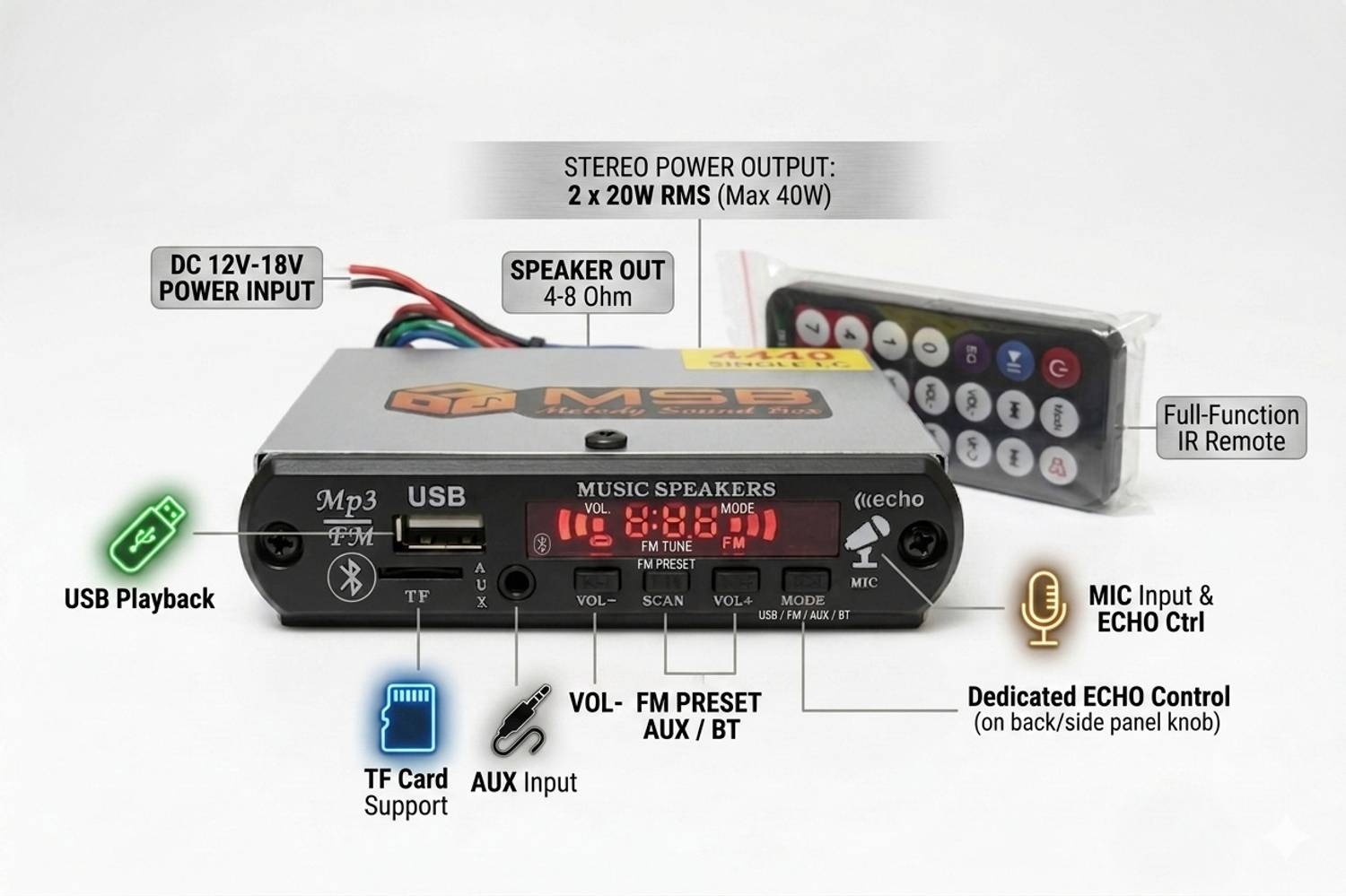 MSB MINI MAGIC BT/USB PLAYER Car Stereo - Image 3