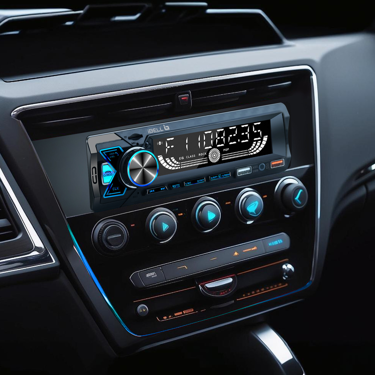 Image of iBELL DXP 650 Car Stereo with Bluetooth, FM, Dual USB, AUX, SD Card and Remote Car Stereo