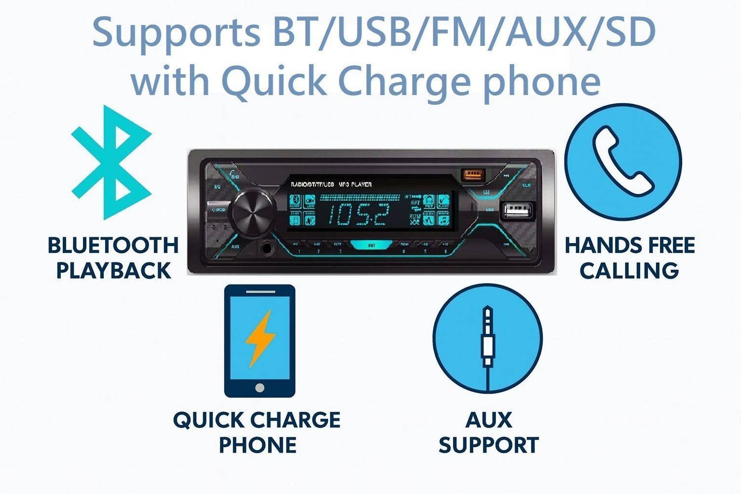 CITYVEGI DUAL USB Pro+ Bluetooth Wireless Music System/USB/Remote