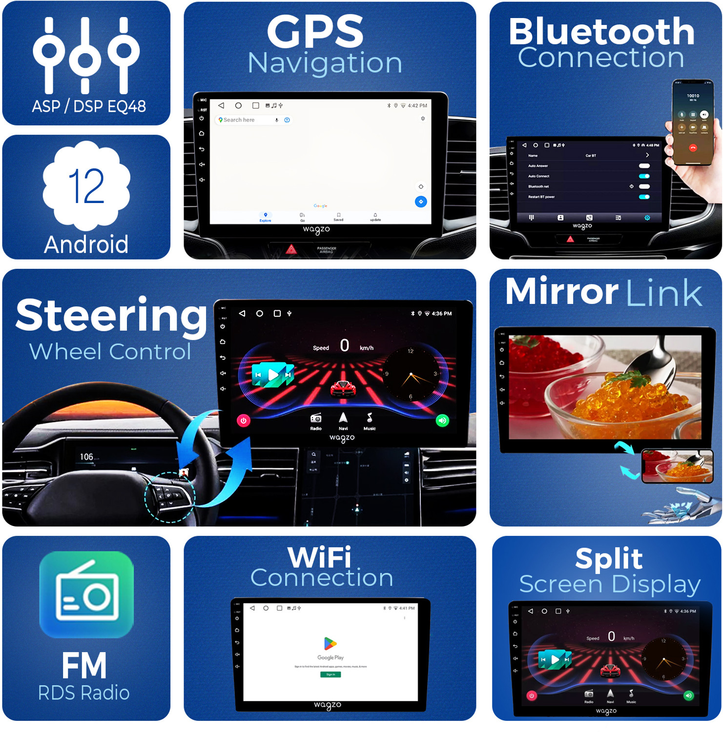 Image of Wagzo 9 Inch Car Android Player TS7,1GB+16GB,4thGen,4 Core,IPS Display With Led Camera Car Stereo