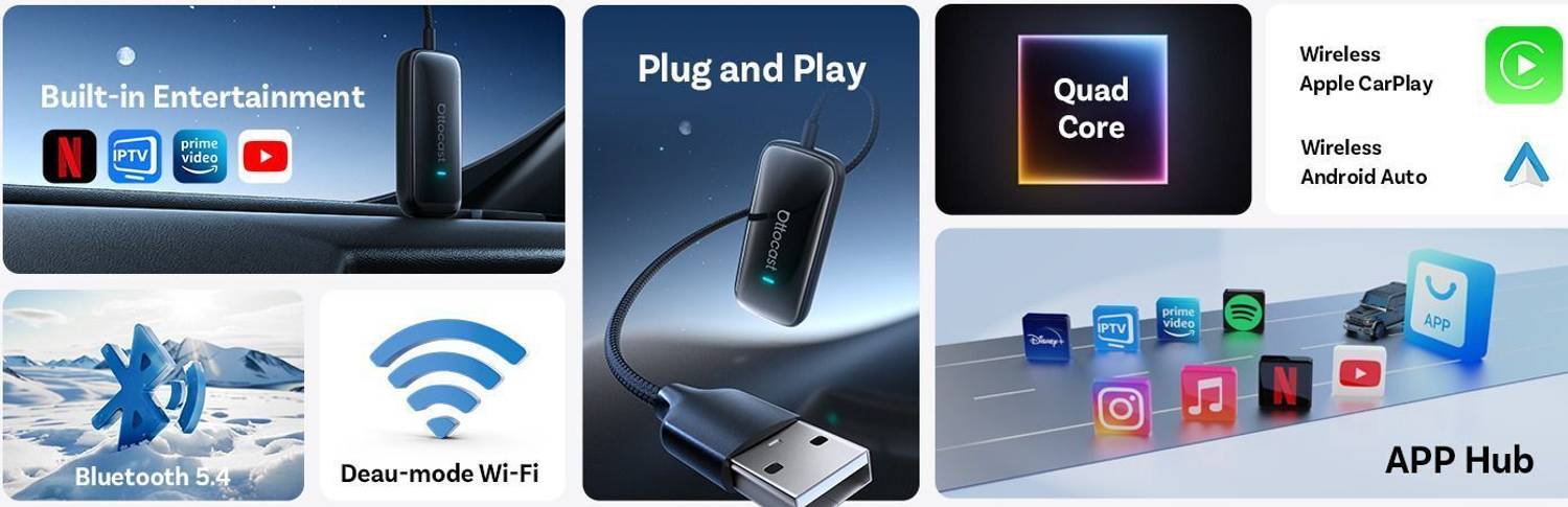 Ottocast Play2Video Ultra wireless android auto/Carplay 4+32GB