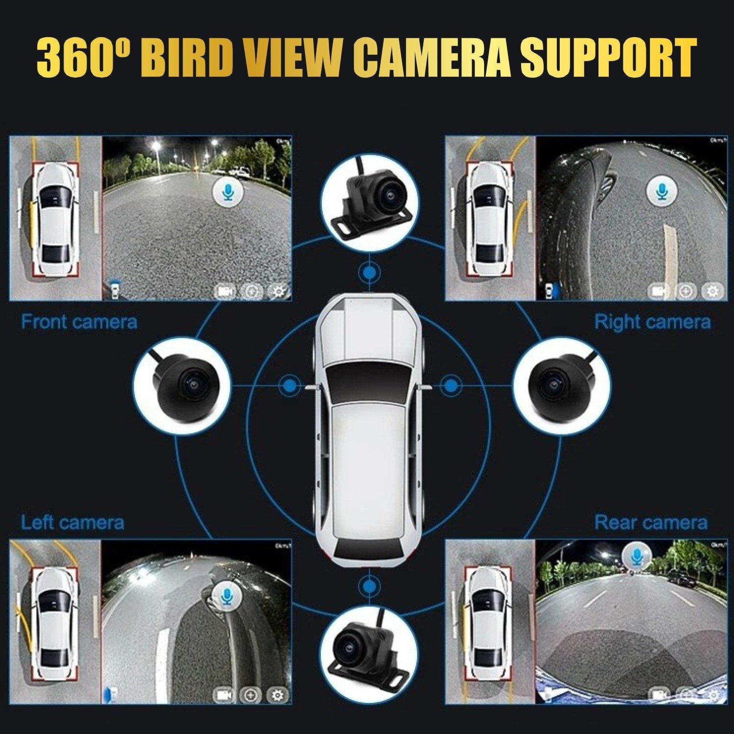 Image of Audio Wheels 9-Inch Car Android Touch Screen 2GB /32GB with Wireless CarPlay & 360 Camera Car Stereo