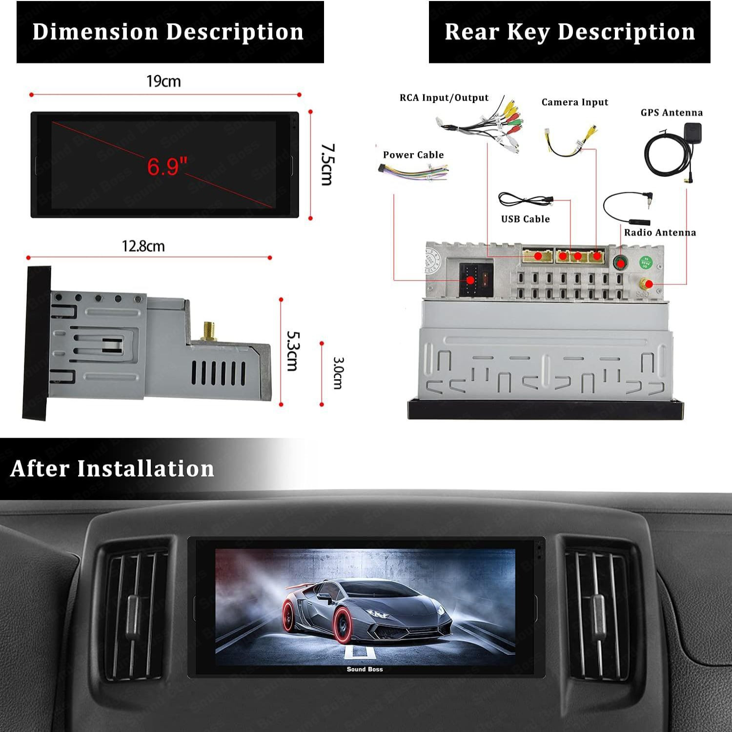 Image of Sound Boss Androidify 3rd Gen Mobi-TaG 6.9 Inch Android Car Stereo
