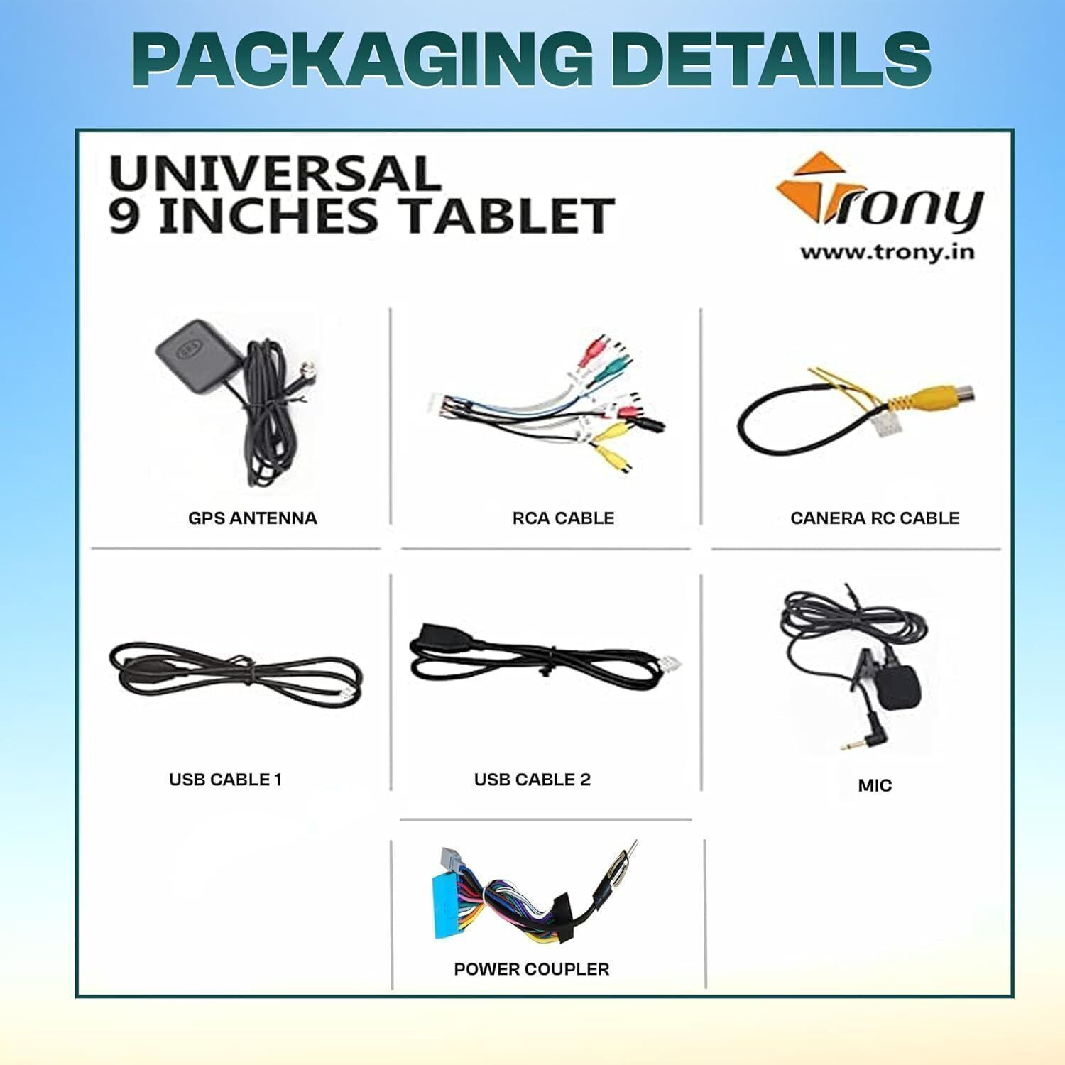 Image of Trony 9 inch Car Android Player 8GB+128GB, Android 14, IPS Display, LED CAMERA|Car Stereo Car Stereo