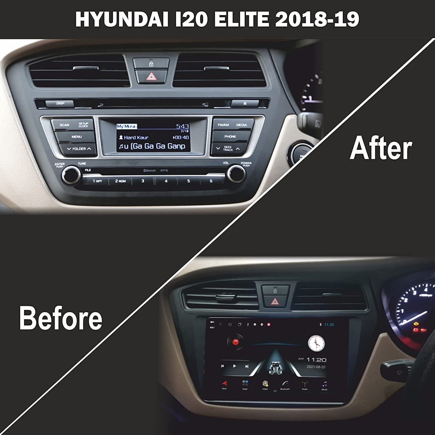Image of Modorwy 9Inch Android System for Hyundai i20 Elite(2018-19) 2 /32GB,Camera,Frame & Socket Car Stereo (Double Din)