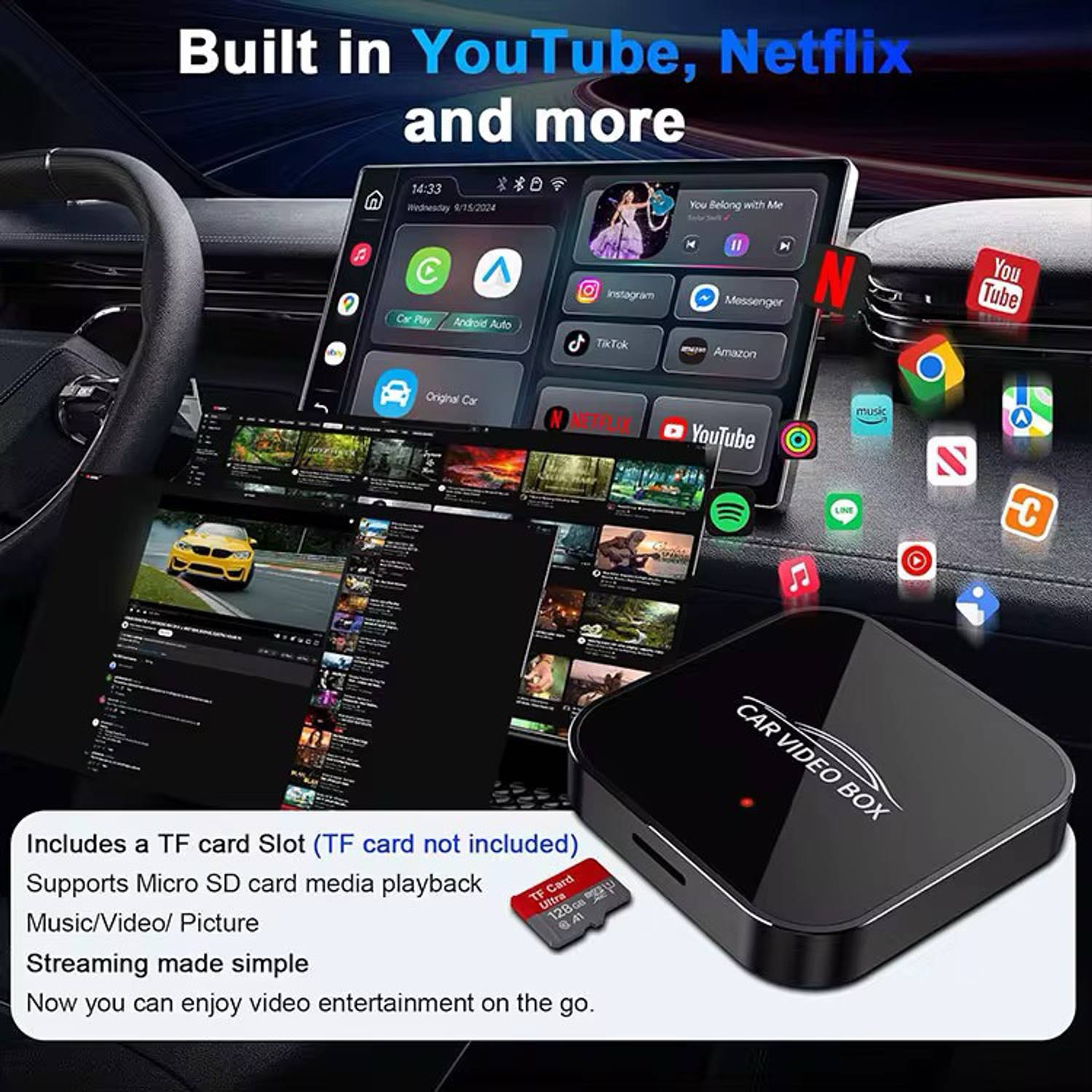 Ottolinkit AIBox 4+64 Android12 Wireless AndroidAuto Carplay
