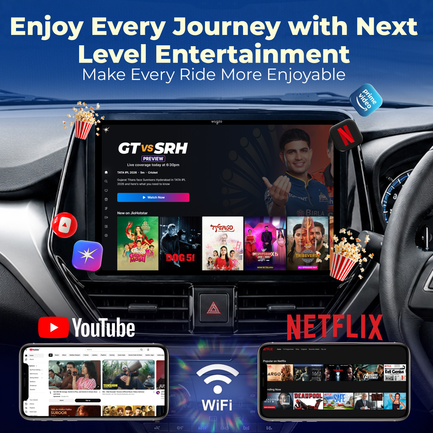 Image of Wagzo Car Android Player for Baleno /Glanza 4GB+64GB withWireless AndroidAuto & Carplay Car Stereo