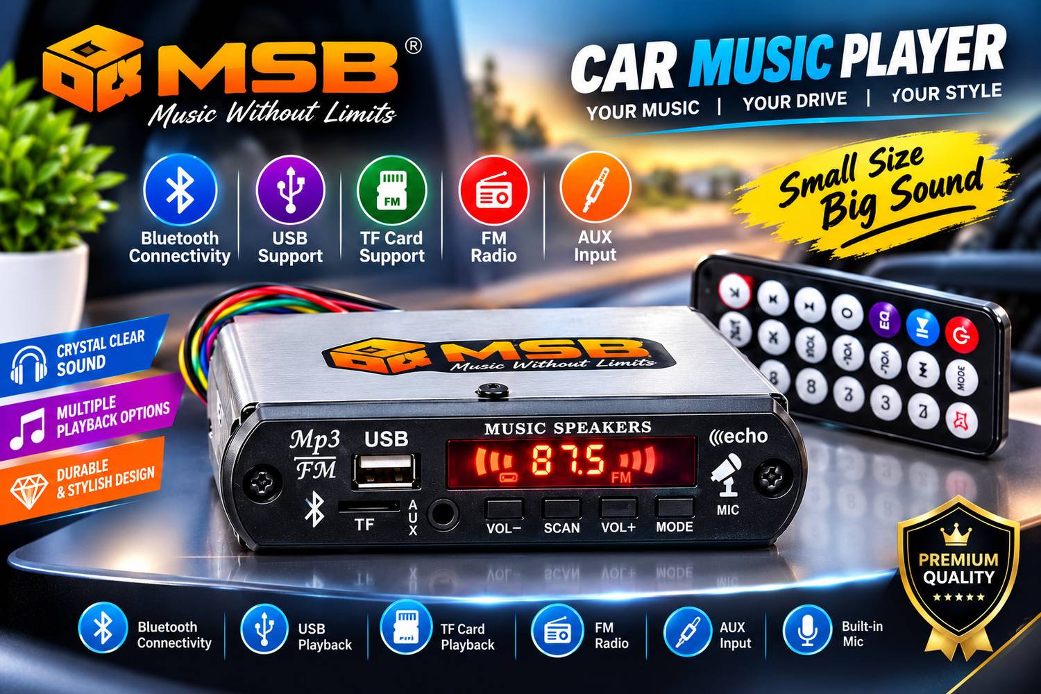 MSB MINI MAGIC BT/USB PLAYER Car Stereo - Image 1
