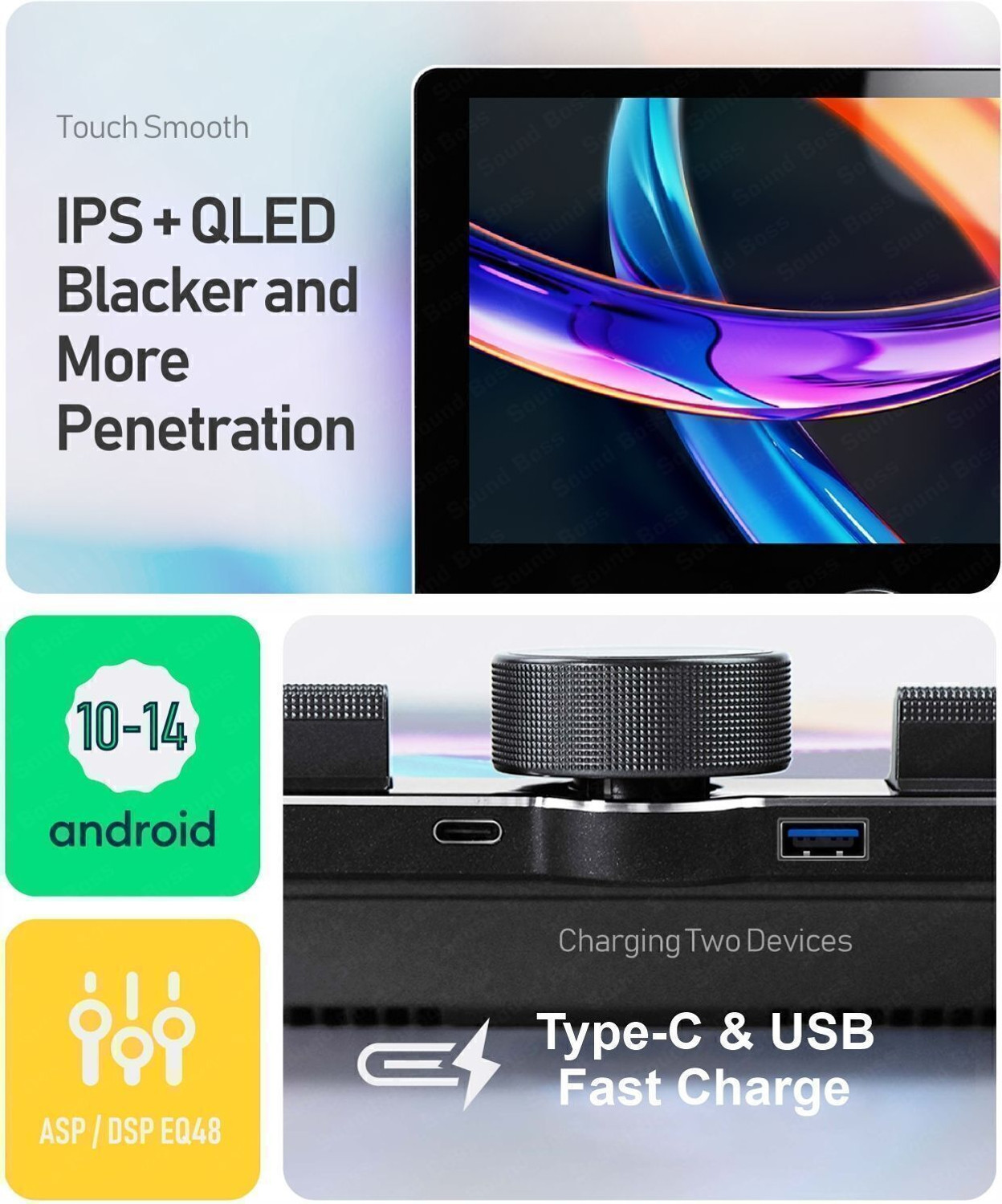 Image of Sound Boss Androidify 4th Gen 10.1 inch Diamond Piano Series (2GB /32GB) Android. Car Stereo