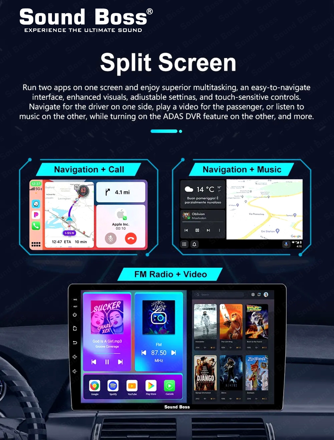 Image of Sound Boss Androidify 4th Gen 9 Inch Android (4GB /64GB) Car Stereo