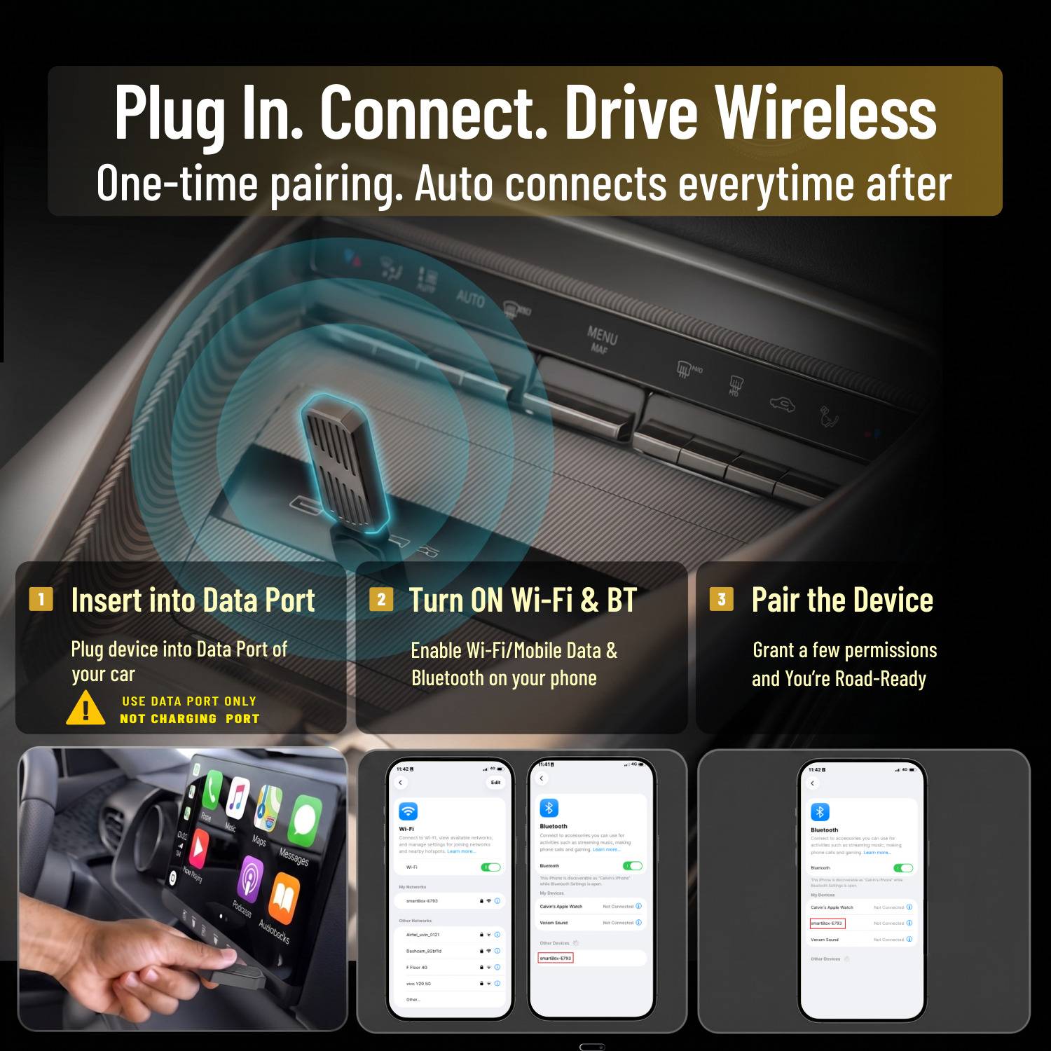 FXI AutoLink 2759B Wireless CarPlay & Android Auto Adapter - Image 3