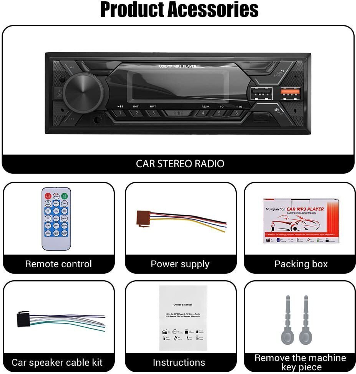 Image of ModishOmbre Car Radio Bluetooth Audio MP3 Player with Bluetooth Handsfree /FM /Dual USB (720S) Car Stereo
