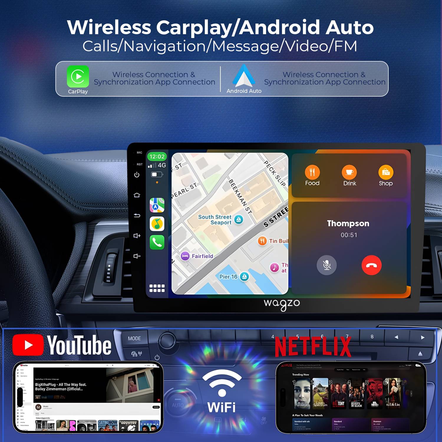 Wagzo 9Inch TS9ProCarPlayAndroid Auto4GB+64GB,4thGen,4Core,IPSDisplay, - Image 3
