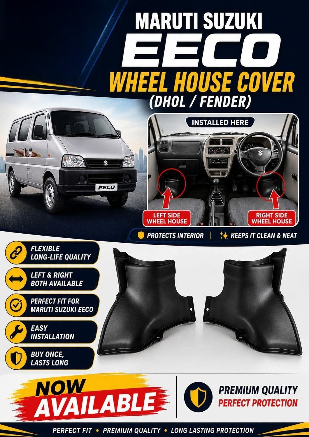Image of AUTOBLINK Maruti Eeco wheel house fender cover Plastic Car Mirror Cover
